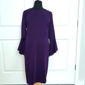 Eloquii Deep Purple Long Sleeve Dress Plus Size 24